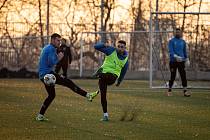 Jan Juroška (vlevo) a Eldar Šehič při tréninku fotbalistů Baníku Ostrava.