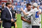 Nadstavba první fotbalové ligy, kvalifikační utkání o Evropskou ligu: FC Baník Ostrava - FK Mladá Boleslav, 1. června 2019 v Ostravě. (zleva) majitele Baníku Ostrava Václav Brabec, Milan Baroš a Jaroslav Janoš.