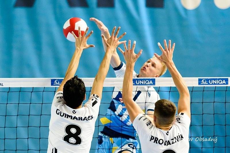 Zápas 2. kola extraligy volejbalistů VK Ostrava - Black Volley Beskydy 1:3.