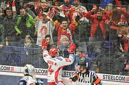 Utkání 43. kola hokejové extraligy: HC Vítkovice Ridera vs. HC Oceláři Třinec, 26. ledna 2018 v Ostravě. Radost Kovařčík Michal.