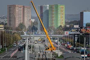 Rekonstrukce tramvajové trati v ulici Horní 24. října 2022, Ostrava.
