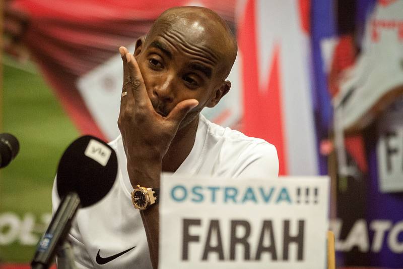 Tisková konference, Mo Farah, dne 27. června v Ostravě.