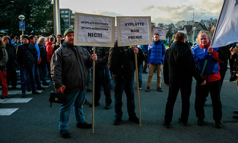 Protestní akce zaměstnanců ArcelorMittal.