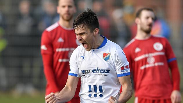 Utkání 3. kola českého fotbalového poháru MOL Cupu: FC Baník Ostrava - FK Fotbal Třinec 2:0, 23. února 2021 v Ostravě. Jakub Pokorný z Ostravy dal oba góly.