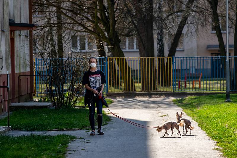 Ostrava-Jih, část Výškovice, Zábřeh, březen 2020, po vyhlášení nouzového stavu v Česku z důvodu koronavirové nákazy (COVID-19).