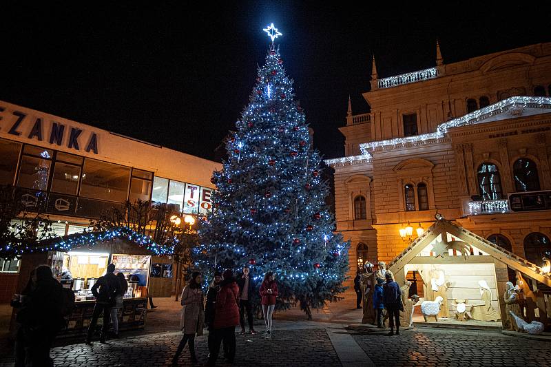 Vánoční strom v Opavě na Horním náměstí.