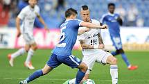 Utkání 28. kolo první fotbalové ligy FC Baník Ostrava - FC Sloban Liberec, 12. května v Ostravě. (vlevo) Coufal Vladimír a Fleišman Jiří.