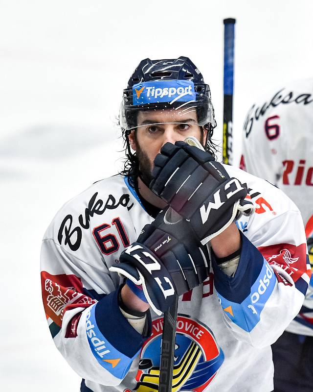 Utkání předkola play off hokejové extraligy - 2. zápas: HC Vítkovice Ridera - HC Sparta Praha, 12. března 2019 v Ostravě. Na snímku Peter Trška.