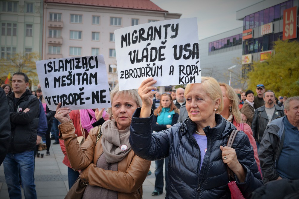 OBRAZEM: V centru Ostravy lidé demonstrovali proti migrantům -  Moravskoslezský deník