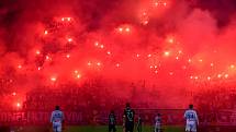 Finále fotbalového poháru MOL Cupu: FC Baník Ostrava - SK Slavia Praha, 22. května 2019 v Olomouci. Na snímku fanoušci Baníku.