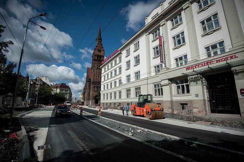 Rekonstrukce ulici Českobratrské v Ostravě, 4. zaří 2017.