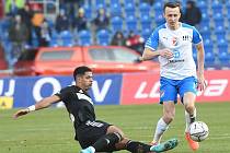 Daniel Tetour z Ostravy - Utkání 26. kola první fotbalové ligy: FC Baník Ostrava - MFK Karviná, 19. března 2022 v Ostravě.