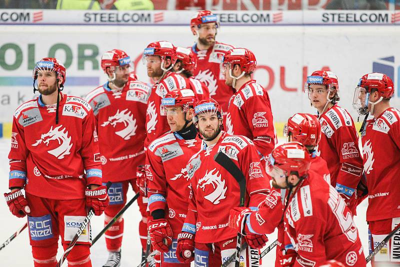 Čtvrtfinále play off hokejové extraligy - 3. zápas: HC Vítkovice Ridera - HC Oceláři Třinec, 24. března 2019 v Ostravě.