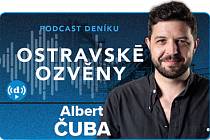 Hostem podcastu Ostravské ozvěny byl herec Albert Čuba, moderuje redaktor Deníku Petr Jiříček, 22. ledna 2024, Ostrava.