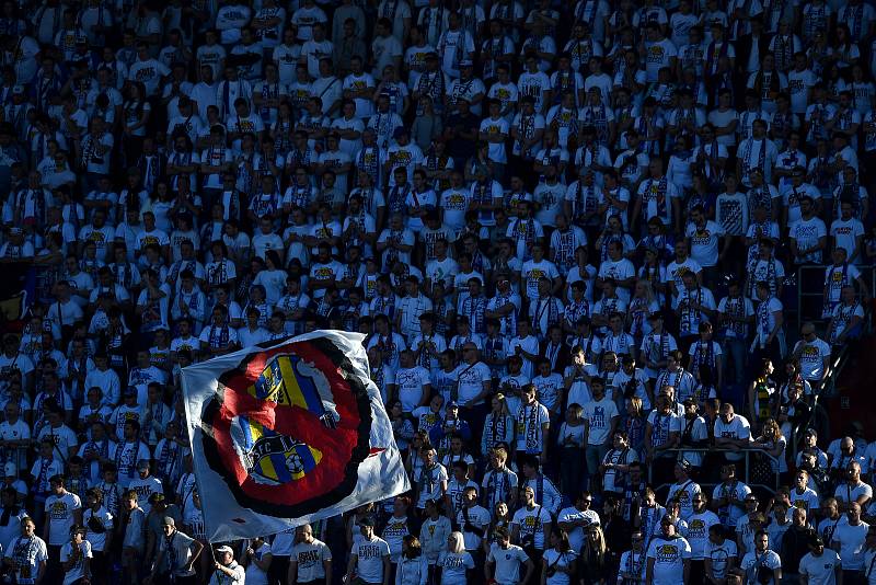 Utkání 29. kola první fotbalové ligy: FC Baník Ostrava - Slezský fotbalový klub Opava, 21. dubna 2019 v Ostravě. Na snímku fanoušci Baníku.