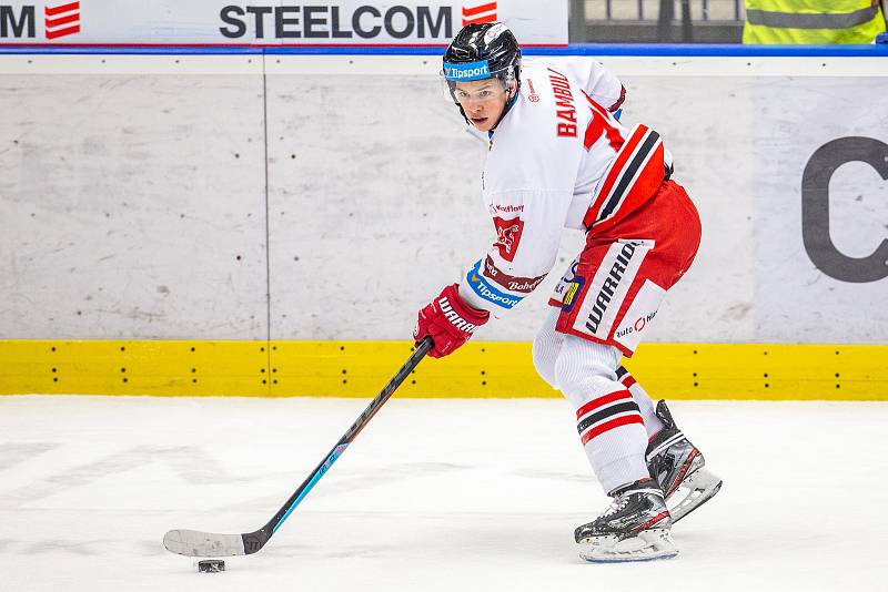 Utkání předkola play off hokejové extraligy - 2. zápas: HC Vítkovice Ridera - HC Olomouc. Jan Bambula z Olomouce.