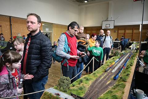 Výstava železničních modelů ve Středisku volného času v Ostravě-Zábřehu, duben 2023.