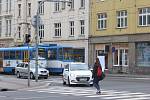Světelné přechody pro chodce v centru Ostravy.