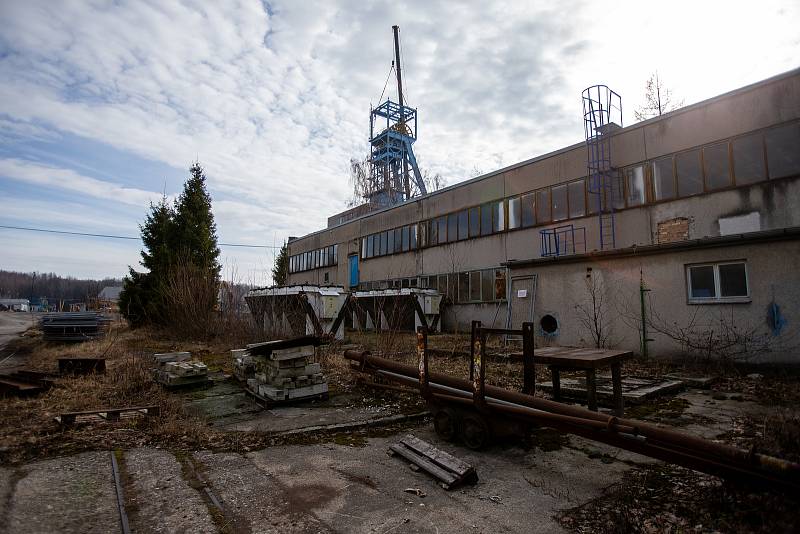 Likvidace těžní věže dolu Staříč závodu Chlebovice, 15. února 2022 v Chlebovicích.