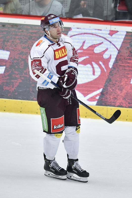 Utkání 9. kola hokejové extraligy: HC Oceláři Třinec - HC Sparta Praha, 12. října 2018 v Třinci. Na snímku Andrej Kudrna.