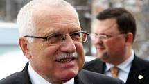 Prezident České republiky Václav Klaus při příjezdu do Ostravy.