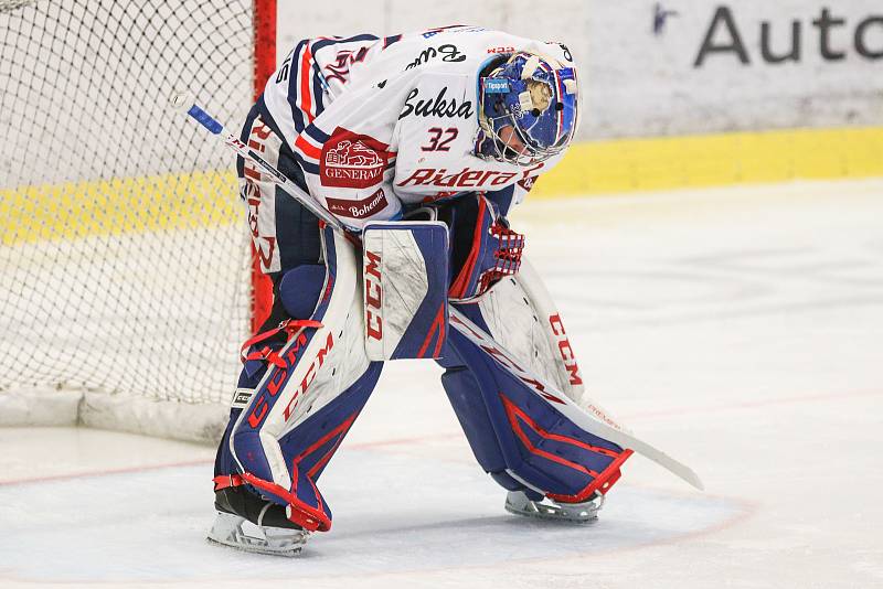 Čtvrtfinále play off hokejové extraligy - 3. zápas: HC Vítkovice Ridera - HC Oceláři Třinec, 24. března 2019 v Ostravě. Na snímku brankář Vítkovic Patrik Bartošák.