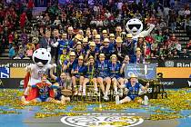 Florbalové Superfinále žen 2023 v pražské O2 areně (1. SC Tempish Vítkovice – FBC Ostrava 6:4, 16. 4. 2023). Vítězný tým Vítkovic.