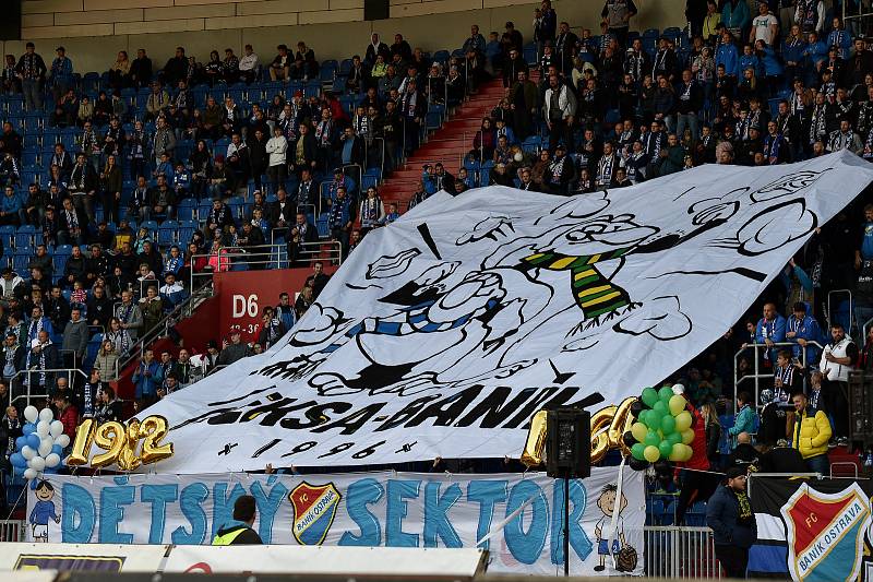 Utkání 11. kola první fotbalové ligy: FC Baník Ostrava - FC Slovácko, 16. října 2021 v Ostravě. Fanoušci Baníku.