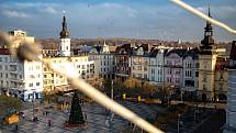 Vánoční Ostrava - pohled z vyhlídkového kola na Masarykově náměstí, prosinec 2020. Archivní foto.