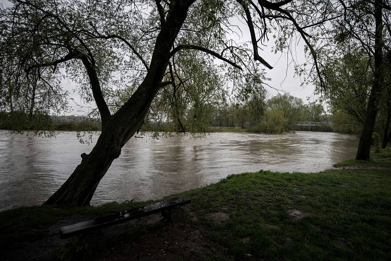 Řeka Odra v ostravské části Polanka nad Odrou a Proskovice, pátek 28. dubna.