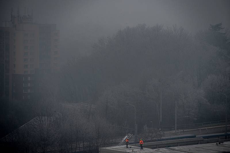 Smogová situace 21. ledna 2019 v Ostravě.