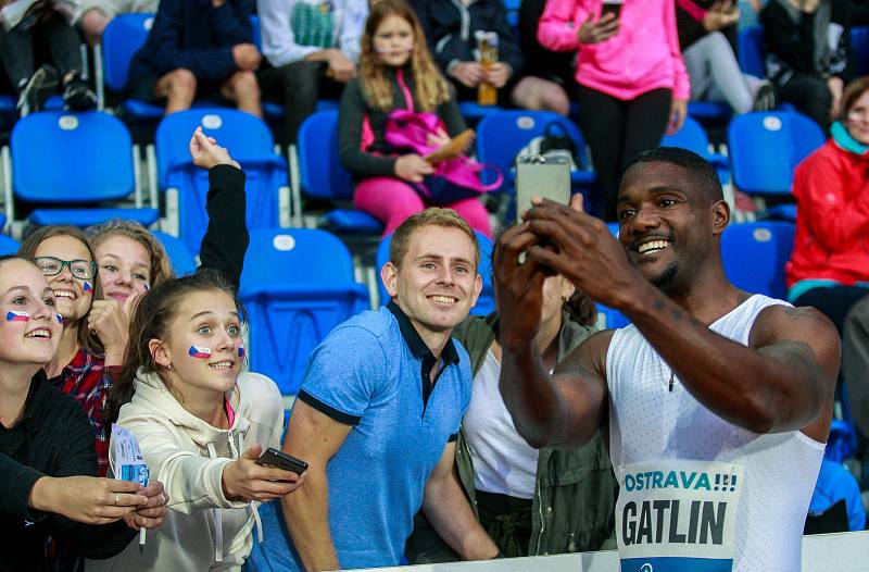 Zlatá tretra Ostrava 2018, Justin Gatlin s fanoušky