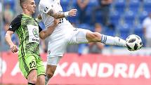 Nadstavba první fotbalové ligy, kvalifikační utkání o Evropskou ligu: FC Baník Ostrava - FK Mladá Boleslav, 1. června 2019 v Ostravě. Na snímku (zleva) Tomáš Wiesner a Jiří Fleišman.