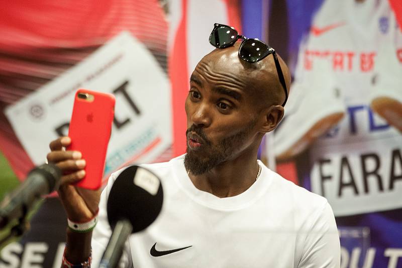 Tisková konference, Mo Farah, dne 27. června v Ostravě.