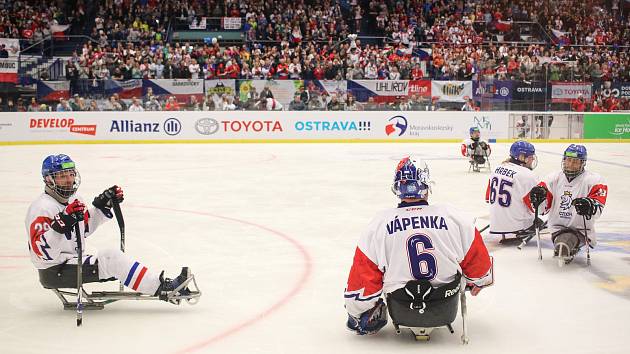 Mistrovství světa v para hokeji 2019, Korea - Česká republika (zápas o 3. místo), 4. května 2019 v Ostravě. Na snímku tým Česka.