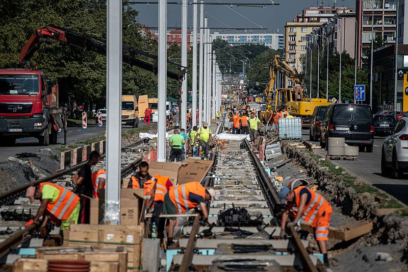 Modernizace tramvajové trati v Opavské ulici, 10. srpna 2022, Ostrava-Poruba.