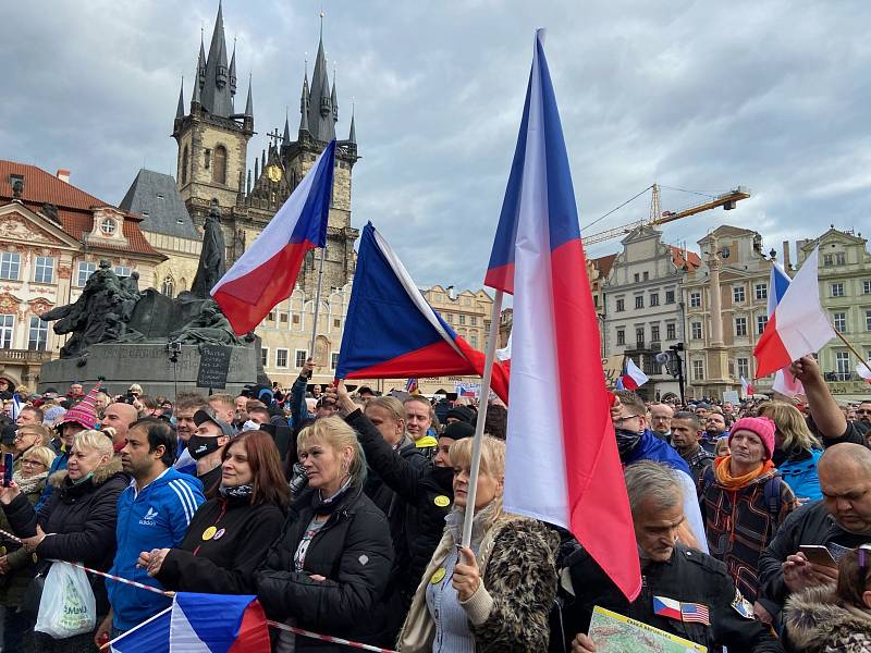 Demonstrace Praha, Staroměstské náměstí, 18. října 2020.