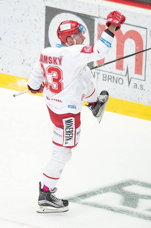 Čtvrtfinále play off hokejové extraligy - 1. zápas: HC Oceláři Třinec - HC Vítkovice Ridera, 20. března 2019 v Třinci. Na snímku Martin Adamský.