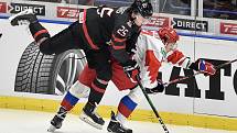 Mistrovství světa hokejistů do 20 let, finále: Rusko - Kanada, 5. ledna 2020 v Ostravě. Na snímku (zleva) Aidan Dudas a Ilya Kruglov.