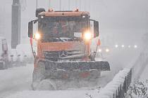 Zimní počasí, příval čerstvého sněhu, 2. prosince 2023, Ostrava.