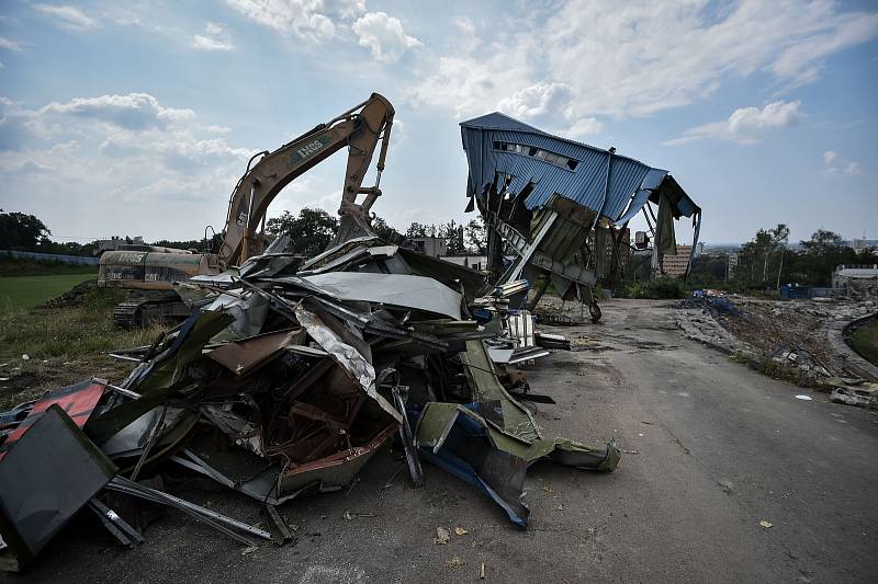 Demolice stadionu Bazaly, 23. července 2018 v Ostravě.