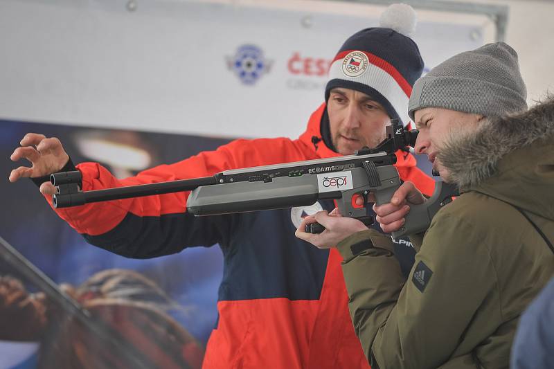 Olympijský festival u Ostravar Arény 23. února 2018 v Ostravě. Biatlon, střelba.