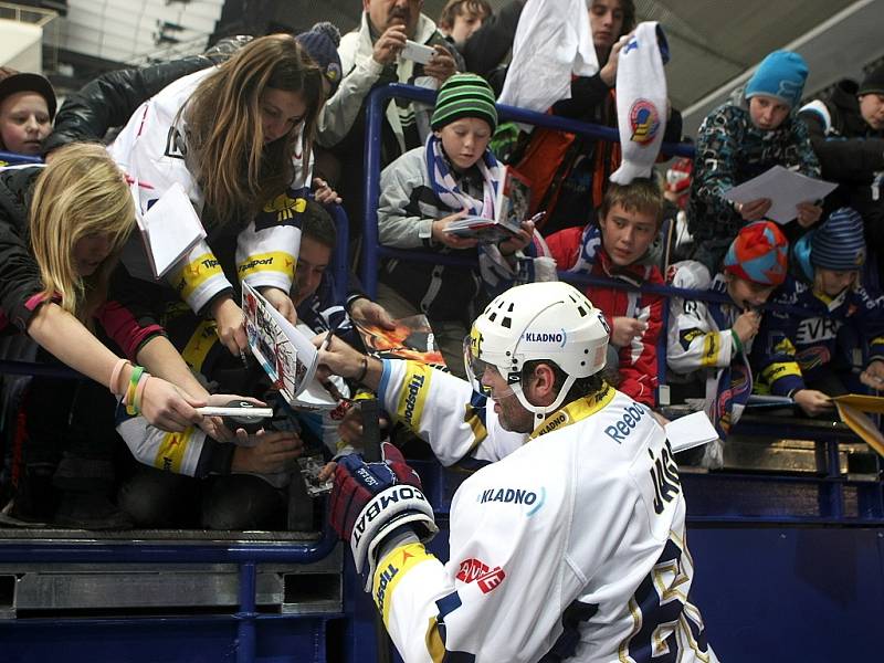 Jaromír Jágr před zápasem HC Vítkovice Steel - Rytíři Kladno.