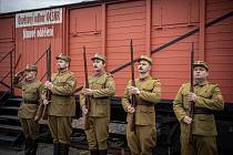 Replika vojenského vlaku, s nímž jeli českoslovenští legionáři v letech 1918-1920 po Transsibiřské magistrále do Vladivostoku, nádraží Ostrava-Svinov, 30. září 2021.