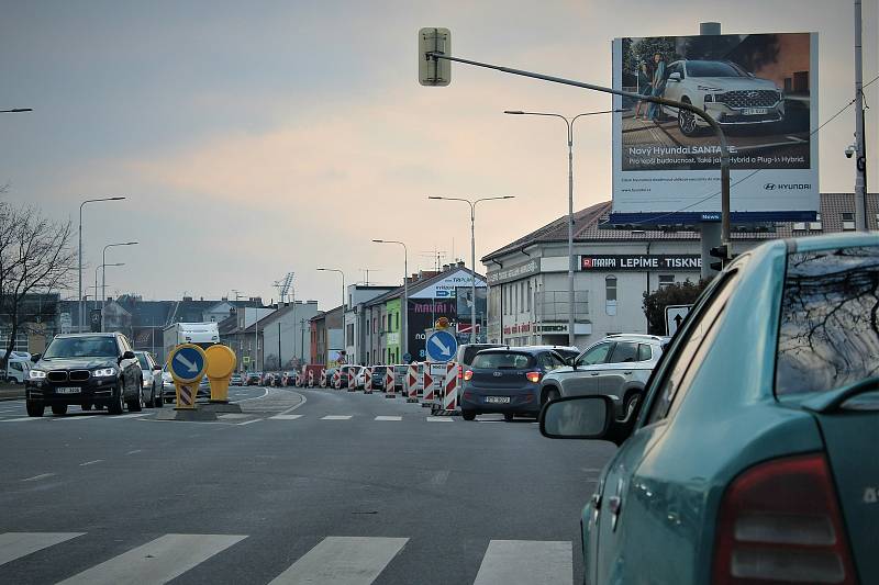 Částečná uzavírka Rudné ulice, Ostrava, 11. ledna 2022.