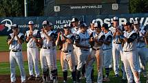 První domácí utkání finále baseballové extraligy Arrows Ostrava - Draci Brno, sobota 14. srpna 2021.