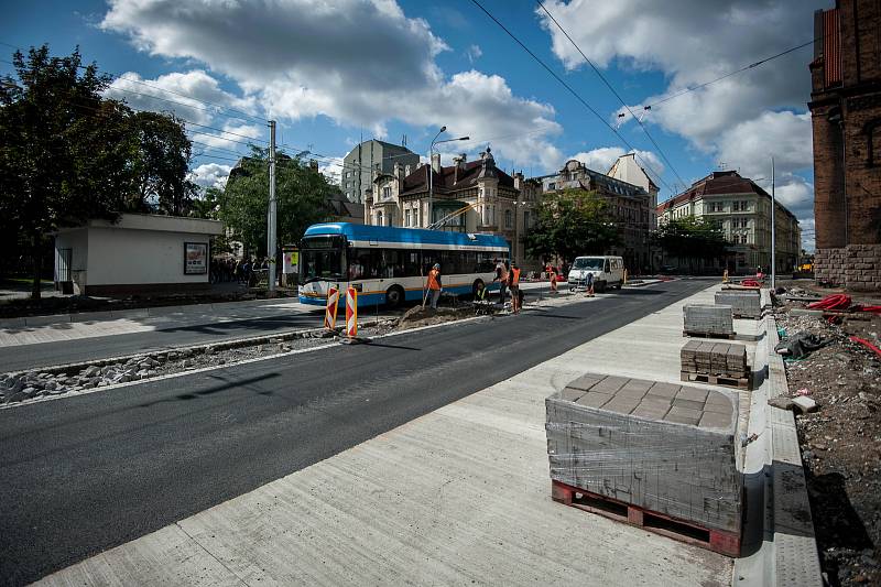 Rekonstrukce ulici Českobratrské v Ostravě, 4. zaří 2017.