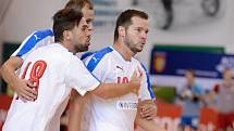 Futsalista Michal Seidler slaví gól za českou reprezentaci.