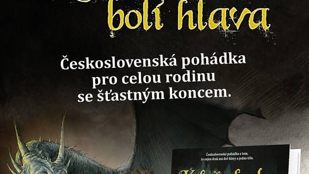 Přebal knihy Když draka bolí hlava, kterou napsali dvojjazyčně Petr Šiška a Dušan Rapoš s působivými ilustracemi Martina Schwarze.