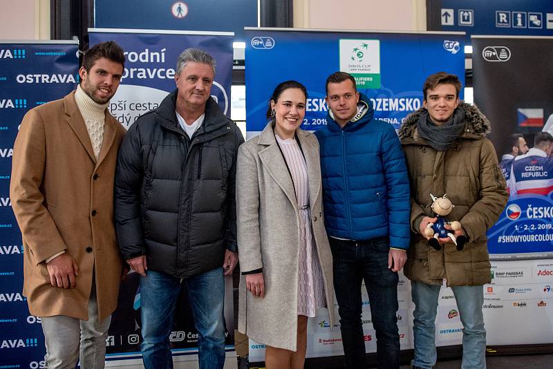 Příjezd českého Davis Cup týmu na nádraží Ostrava-Svinov, 27. ledna 2019 v Ostravě.